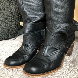 Ted Baker knee high black leather boots